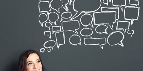 3-simple-steps-to-building-a-better-online-brand_ women in front of chalkboard with speech bubbles building personal brand