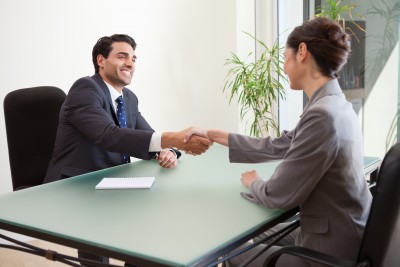 close-interview Man interviewing a woman