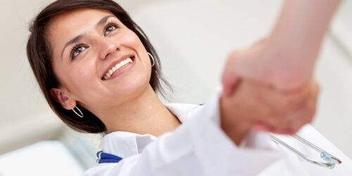 Could a creative staffing professional be the solution to the talent competition? Doctor shaking hands with someone