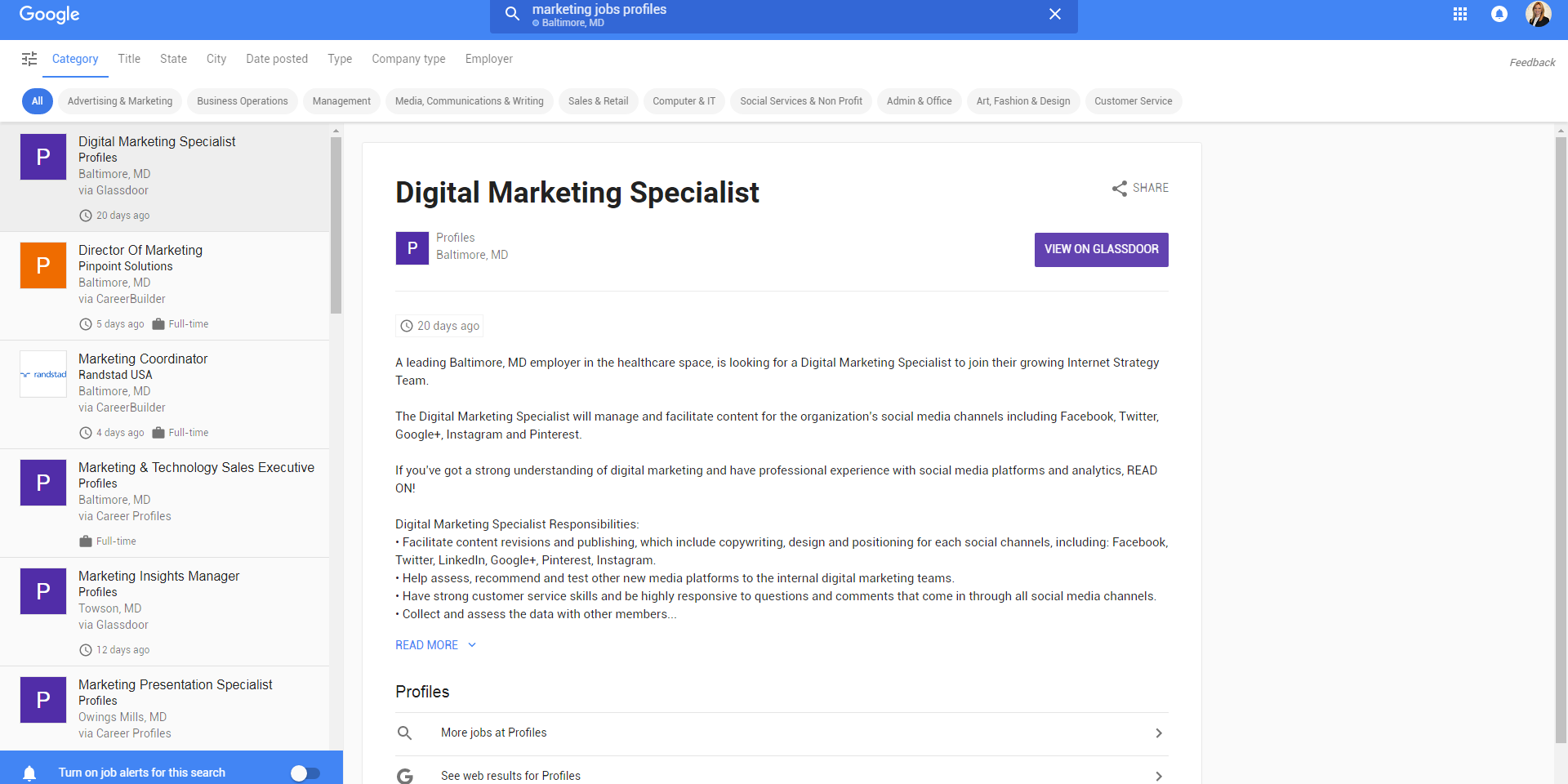 google for jobs screenshot google for jobs screenshot