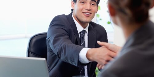 Regardless of your reason for leaving your job, quitting is never easy. man interviewing a woman