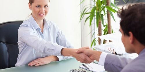 The trick to making sure you only bring in superstar marketing interns lies heavily on your recruitment methods. Woman interviewing a man