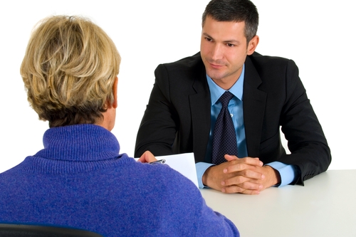 woman interviewing a man