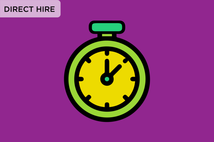 Quick Recruitment for On-Site Hire stopwatch to symbolize quick hiring process