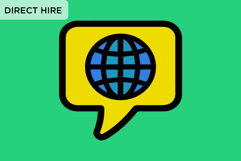 Bilingual Candidates speech bubble with globe to symbolize bilingual candidates