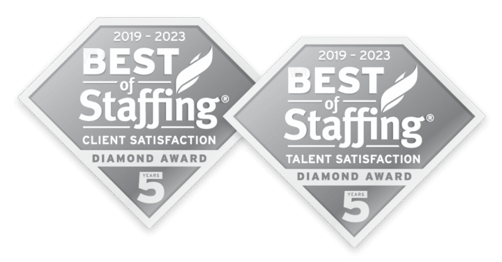clearlyrated best of staffing client and talent dismond award logos
