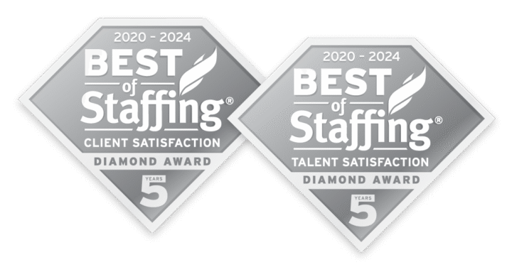 clearlyrated best of staffing client and talent diamond award logos