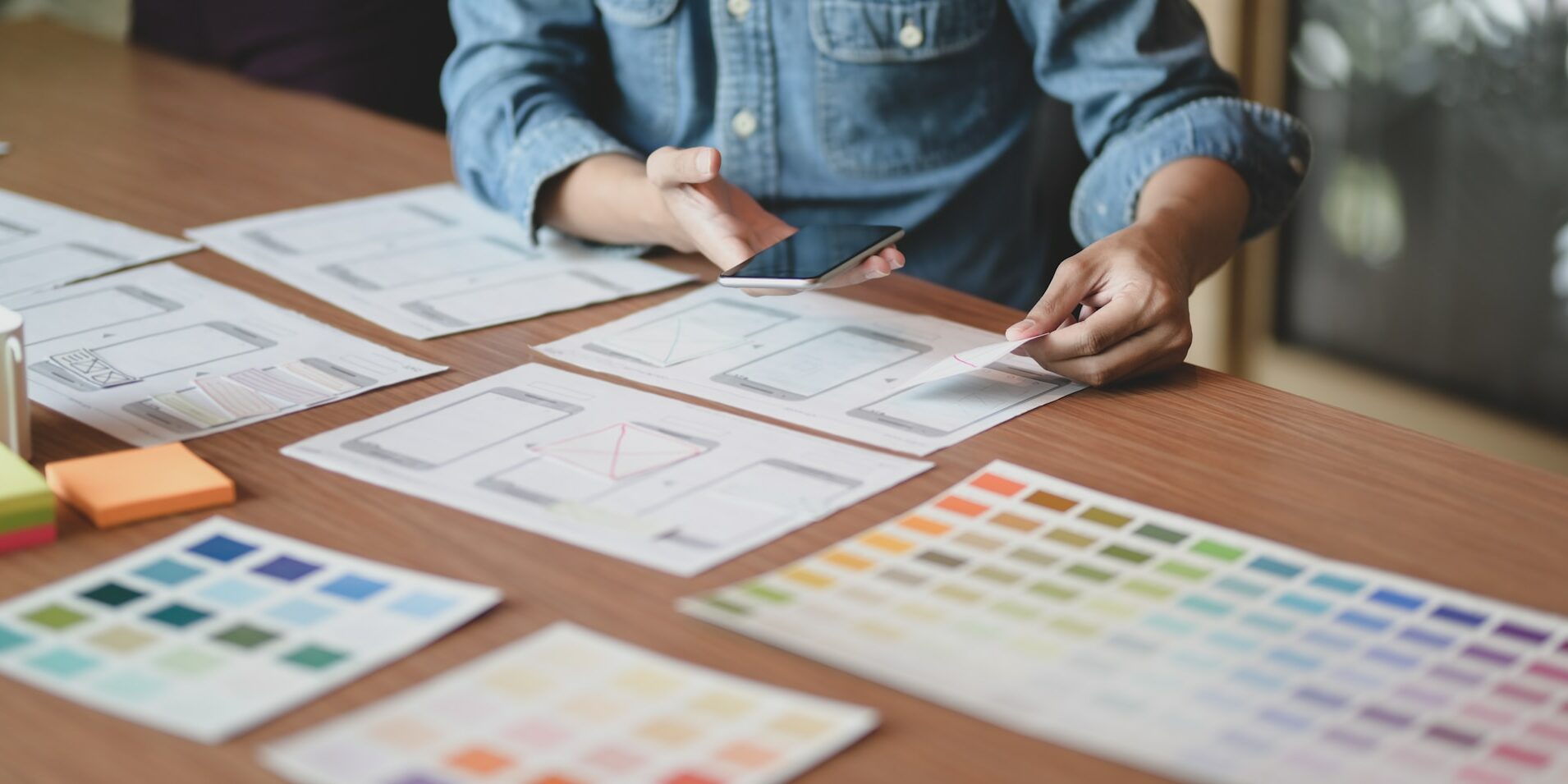 European accessibility act – digital accessibility UX-UI designer working with colors for a mobile app design and accessibility