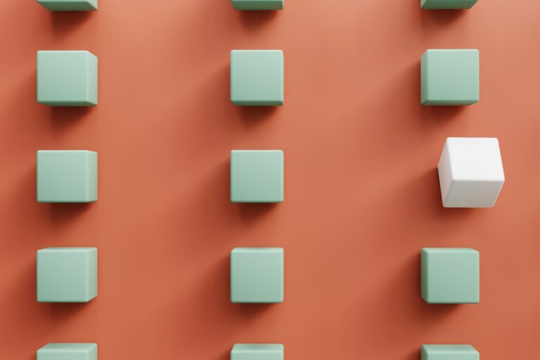 direct hire staffing solutions and in-demand roles orange screen mint green blocks with one standout white block