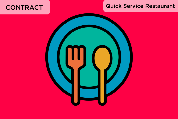 Contract_QSR_UX graphic of plate fork and spoon on red background